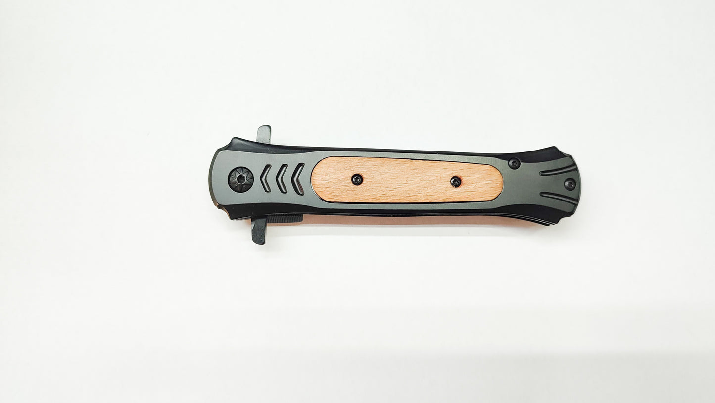 Jeep Siyah Metal ve Ahşap Saplı Çakı - Astar Kilitli - 22 cm - Kişiye Özel