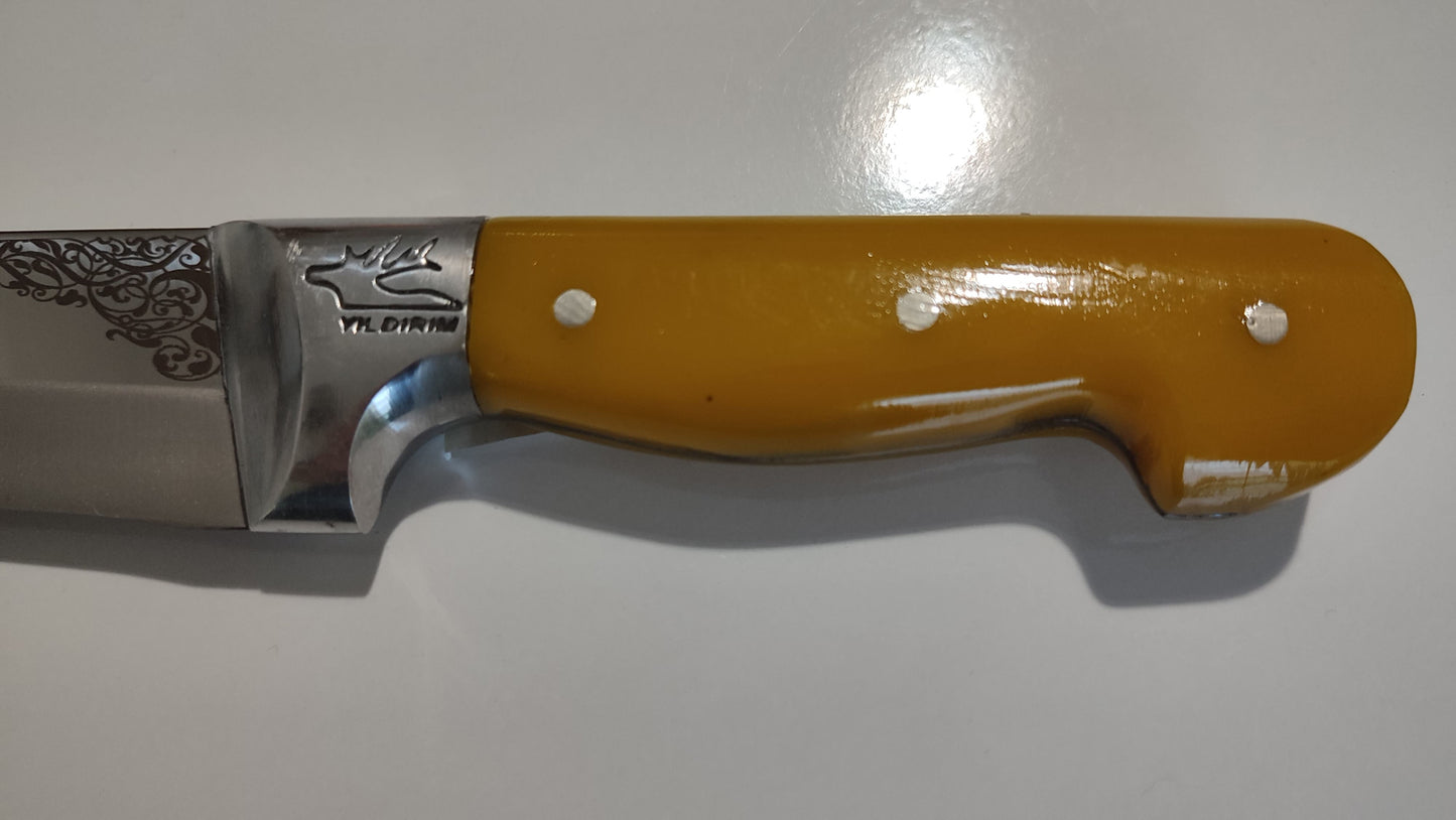 NDR Knives Alüminyum Önlüklü Renkli Pleksiglas Saplı Kasap Bıçağı - Mutfak Bıçağı - Et Bıçağı